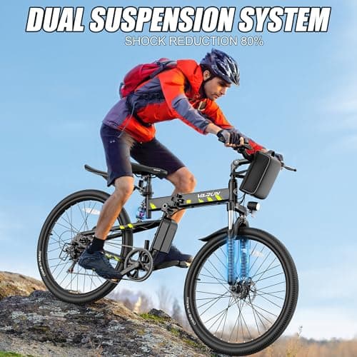 VARUN Folding Electric Bike - Peak 750W Motor Ebike for Adults, Mountain E Bicycles with 48V Long Range Battery, Up to 20+MPH 50 Miles, 7-Speed Gears & Dual Hydraulic Suspension 6