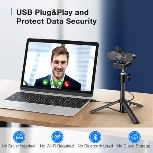 EMEET C960 4K Webcam with Tripod, 4K UHD Sony Sensor, 3 Adjustable Height Mini Tripod w/Privacy Cover, PDAF Auto Focus, Dual Noise-Cancelling Mics, Auto Light Correction, Perfect for Online Meetings 7