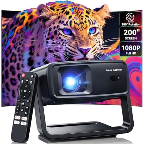 Projector with WiFi and Bluetooth, Support Decoding Projector 4K, 1200 ANSI 180° Rotatable with Native 1080P Mini Projector, Auto Keystone, Portable Smart Outdoor Home Movie Projectors