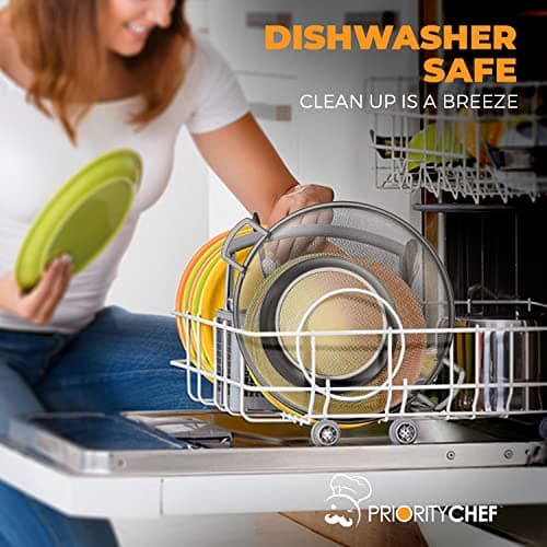 PriorityChef Colander, Stainless Steel Kitchen Strainer For Washing Rice, Pasta And Small Grains, 5 Quart 5