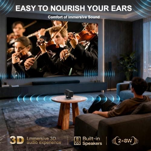 Mini Projector with WiFi and Bluetooth,Support Movie Projector 1080P HD,Auto Keystone Correction,135° Rotatable,Portable Projector Compatible with Smartphone, TV Stick, Laptop, HDMI, USB 5