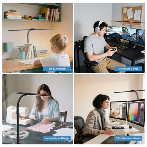 CRLIVOING Full Spectrum LED Desk Lamp, Sun Lamp 15W Eye-Caring Table Light with CRI≥95, Flicker-Free, Low Blue Light, 2700K-6500K, Stepless Dimming, 360° Arm, Clamp Base for Office & Study 8