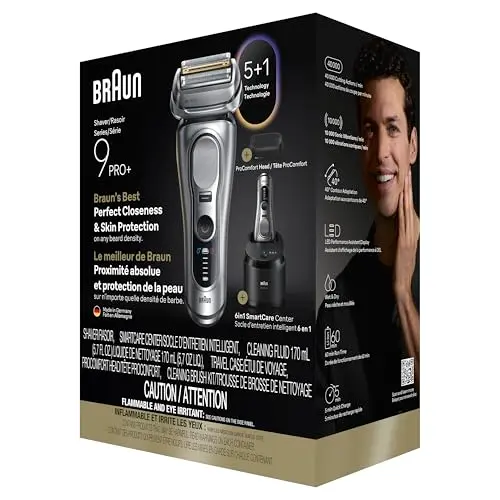 Braun Series 9 PRO+ Electric Shaver, Wet & Dry Razor, Pro SensoAdapt, 6in1 SmartCare Center, 9697CC, Silver 12