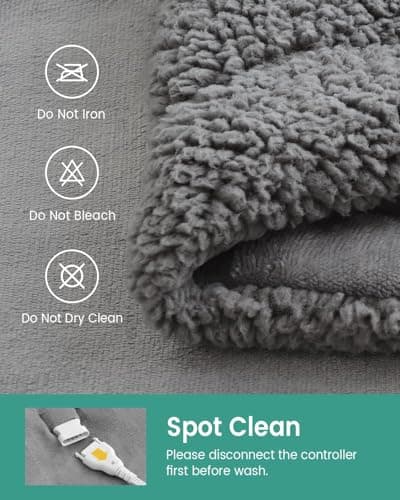 immtree Heated Weighted Blanket, 2 in 1 Weighted Heated Blanket 12lbs Twin Size for Adults, Soft Cozy Sherpa Fleece Weighted Blankets with 4 Heating Levels, 2 Hours Auto-Off, 48"x72", Gray 6