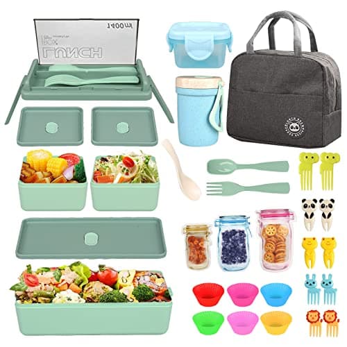 OHMZPERE Bento Box Adult Lunch New Upgrade, 32PCS Japanese with Accessories,Super Large Capacity Leak-proof