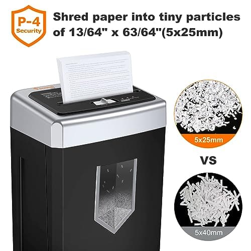 Bonsaii 15-Sheet Office Paper Shredder, 40 Mins Heavy Duty Shredder for Home Office, Crosscut Shreder with Anti-Jam System & P-4 High Security Supports CD/Credit Cards/Staple,5 Gal Pullout Bin C169-B 6