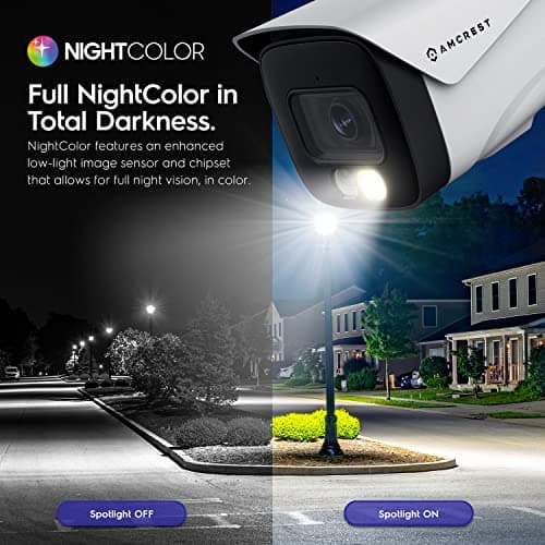 Amcrest UltraHD 4K (8MP) IP PoE AI Camera, FOV 129°, 49ft Color Nightvision, Security Outdoor Bullet Camera, Human & Vehicle Detection, Active Deterrent, 4K @15fps, IP8M-2796EW-AI (White) 5