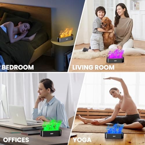 HDY 7 Color Flame Ultrasonic Humidifier - Color LED Essential Oil Diffuser, Silent Fireplace Design with Timer & Waterless Auto Shut-Off, 150ml Capacity for Home, Hotel & Office Use (Glossy Black) 6
