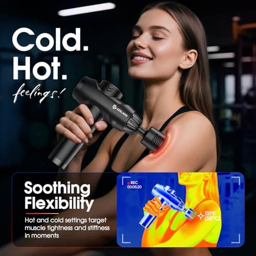 AERLANG Massage Gun with Heat and Cold,Deep Tissue Massage Gun, Back and Neck Massager for Pain Relief,Muscle Percussion Massager,Handheld Messager with 7Heads&Silent Birthday Gifts for him 3