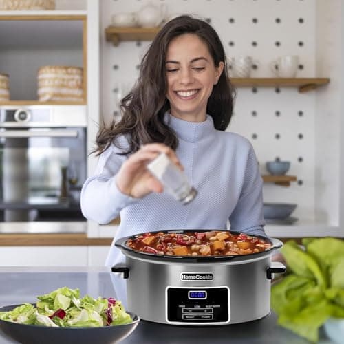 8-Quart Digital Programmable Slow Cooker with Timer - Small Kitchen Appliance for Family Dinners - Serves 10+ People - Heat Settings: Keep Warm, Low and High 5