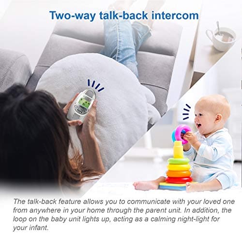 VTech Communications DM221 Audio Baby Monitor with up to 1,000 ft of Range, Vibrating Sound-Alert, Talk Back Intercom & Night Light Loop, White/Silver 7