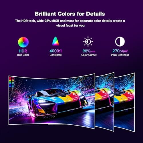 Great voell 23.5 Inch Curved Gaming Monitor, 144Hz FHD 1080P, 120% sRGB, 1ms, AMD FreeSync, Low Motion Blur, VESA Wall Mount, HDMI 1.4 & DP 1.2 – Black 2