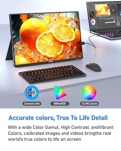 2.5K 144Hz Portable Gaming Monitor 16", 2560x1600, Plug & Play, 100% sRGB, 500nits, 16:10, Eye Care Second Computer Display with Speakers for Laptop, PC, Mac, P-S4/5, Sw-tch, X-BO, USB-C/HDMI, (K16G) 9