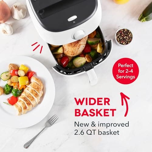 Dash Tasti-Crisp™ Air Fryer - AirCrisp® Technology - Compact Design with Adjustable Temperature Control - Nonstick Fry Basket & Auto Shut-Off Feature - 2.6 Quarts - White 7