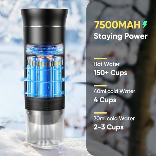 Portable Espresso Machine, Travel Coffee Machine for Camping, Car Self-Heating Coffee Maker with USB-C,Compatible With Ground Coffee & NS Capsules, Portable Espresso Maker for RV, Home, Hiking 6