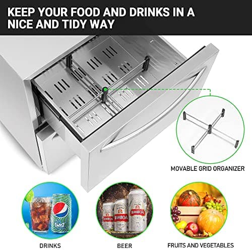 ICEJUNGLE Under Counter Refrigerator, Stainless Steel Under Counter Drawer Fridge Beverage Fridge Refrigerator with Digital Displayfor Outdoor and Home Use 6
