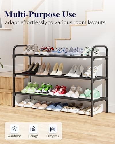 Kitsure Extra-Long Shoe Rack for Closet, Shoe Organizer for Front Door Entrance, Stackable Shoe Shelf, Detachable Closet Organizers and Storage, 39.0" Wide - 3 Tier, Black 8