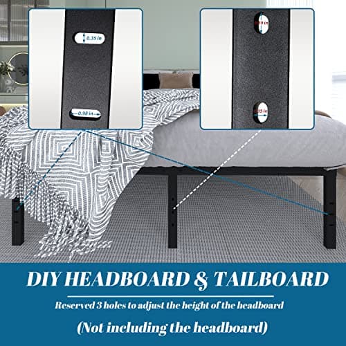 Chezisam Queen Bed Frame 18 "High Sturdy Steel Slat Bed Frame Queen Size Base Heavy Duty Platform Bed Under-Bed Storage Space, No Box Spring Needed Easy Assembly, Non-Slip and Noiseless,Black 5