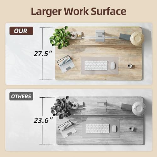 TIQLAB 48 * 28 Inch Standing Desk with Four Drawers, Electric Sit Stand Table, Stand Up Desk Adjustable Height with Storage Shelf, Splice Board, Maple 5