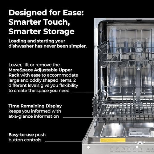 Kenmore 22-14595 24" Built-In Dishwasher - UltraWash, SmartWash, Sanitize Rinse, SmartDry and Leak Detection - 14 Place Settings - 51 DBA - ENERGY STAR Certified - 24" - Stainless Steel 5