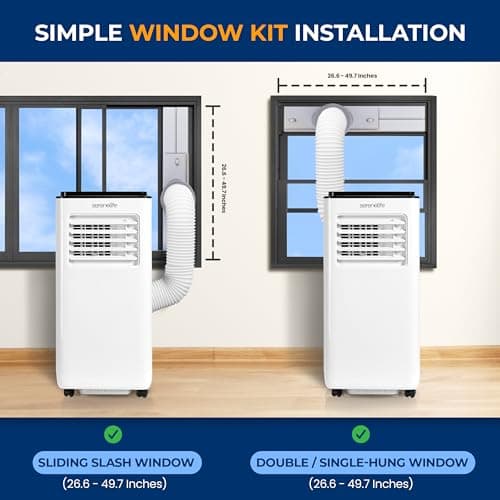 SereneLife 8000 BTU Portable Air Conditioner, 3-in-1 Compact Standing Air Conditioner for Room Up to 350 Sq. Ft., Floor AC Unit with LCD Remote Control, Auto Mode, Low Noise with Wrapped Compressor 4