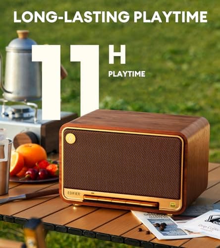 Edifier D32 Tabletop Wireless Speaker, Hi-Res Audio, LDAC, ALAC, 60W (RMS), 2.1 Acoustic Architecture, 11h Playtime, APP Control, Bluetooth 5.3, AirPlay2, USB-C and AUX Inputs, Brown 6