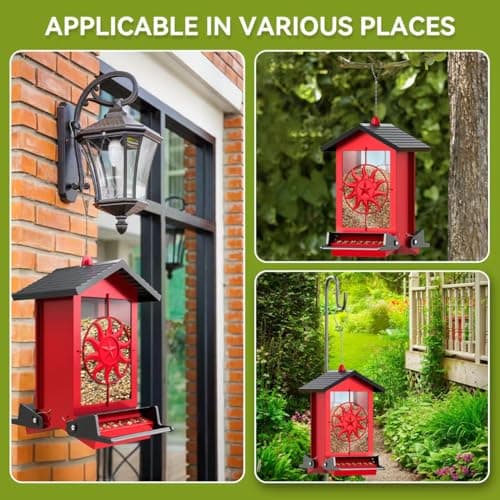 Squirrel Proof Bird Feeders for Outdoors, 5LBS Large Capacity Metal Wild Bird Feeder with Bilateral Weight-Activated Perches, Anti Squirrel Bird Feeders for Outside Finch, Cardinal, Blue Jay 6