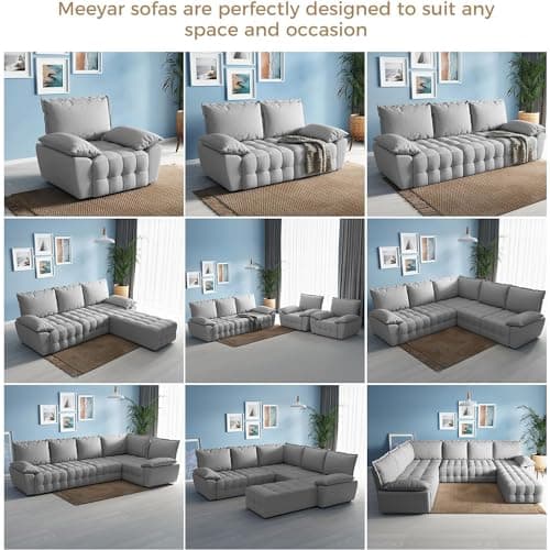 Meeyar Sectional Couch for Living Room Sectional Sofa 4-Seater L Shaped Sofa Modular Sectional Sofa with Reversible Chaise Modular Sofa for Bedroom,Light Grey 9