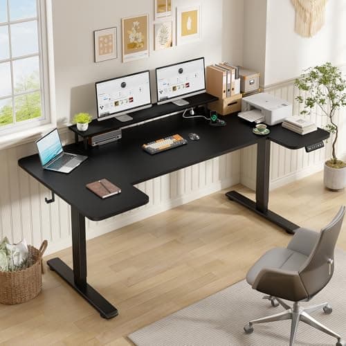 EnHomee 71 Inch Standing Desk Adjustable Electric with Monitor Stand, Computer Desk with Power Strip, Memory Height Home Office Desk for Home and Study Room, Black 6