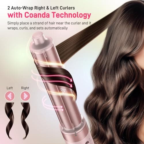 MESCOMB Dual Voltage Hot Air Styler Wrap - 5 in 1 Hair Dryer Brush with Fast Drying Blow Dryer, Styling, Straightening & Volumizing with Travel Bag (100V–240V) -Pink 5