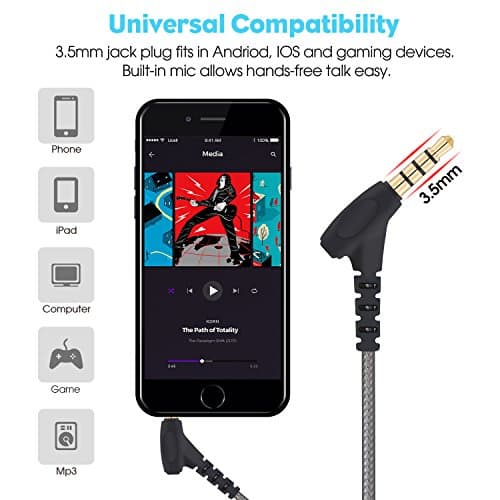 MINDBEAST Wired Earbuds with Microphone Super Bass Sound, Noise Isolation, Lightweight Cable Headphones for Running, Office, Travel, Gaming, Durable and Tangle-Free Ear Buds Earphones with 3.5mm Jack 2