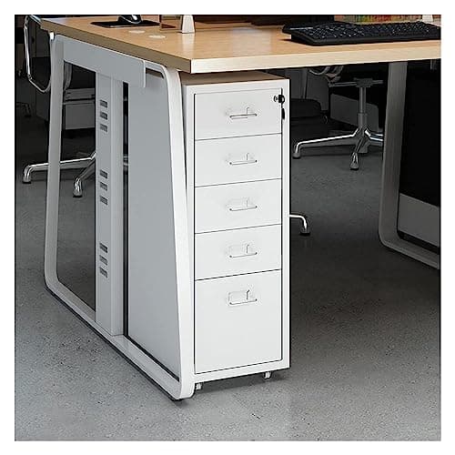 TUBBEK File Cabinet Slim with Lock, 5 Drawer Metal Mobile Filing Cabinet for Legal/Letter/A4 Size, Office Storage Cabinet File Organizer File Folders (Color : Gold) 7