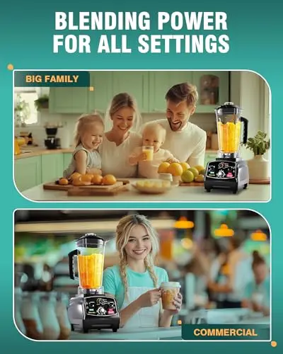 WantJoin Professional Blender, ETL listed 68oz Commercial Blender for kitchen Max 1800W High Power Home and Commercial with Timer, Smoothie Maker 2200ml for Crushing Ice, Frozen Dessert, Soup,fish 10