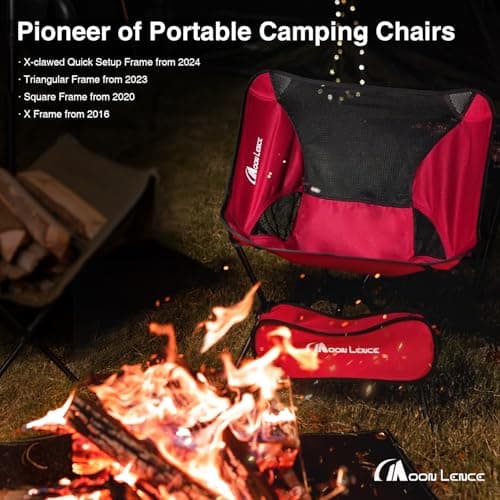 MOON LENCE Portable Camping Chair Lightweight Foldable Chair - The 4th Generation Portable Folding Chair - Compact, Ultralight Folding Chairs for Hiking Mountaineering Beach 5
