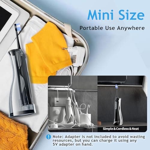 3 in 1 electric toothbrush with water flosser combo for adults portable cordless all in one travel toothbrush flosser teeth cleaning kit black 9