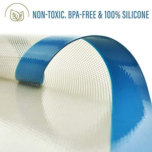 Silicone Baking Mat Set of 5-2 Half Sheets (Macaron & Cookie Circle On Mat) + 1 Quarter + 1 Round & 1 Square Size Silicone Baking Sheet - Nonstick & Easy to Clean - 100% Silicone Mats for Baking 7