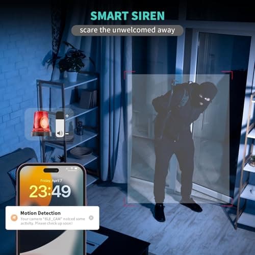 Alaga Indoor Security Camera Black, 5G and 2.4G WiFi, 3K, 360° Pan and Tilt, Human, Pet, Motion AI, Night Vision, Speaker, Compatible with Alexa and Google Assistant, with 64G TF Card 5