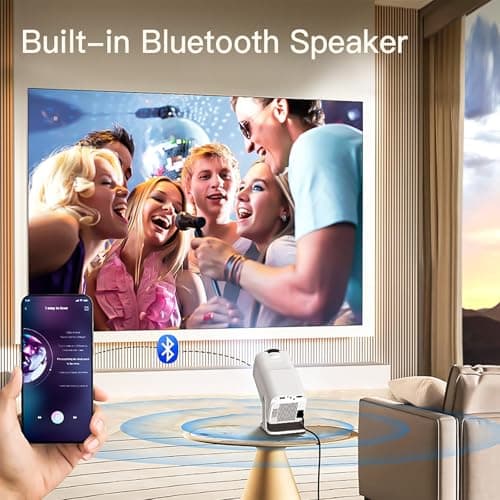 HY320 Mini Projector, Native 1080P Full HD 4K Support Outdoor Portable Projector, Built-in Streaming Apps, WiFi and Bluetooth, Auto Keystone Projector Compatible with iOS/Android 6