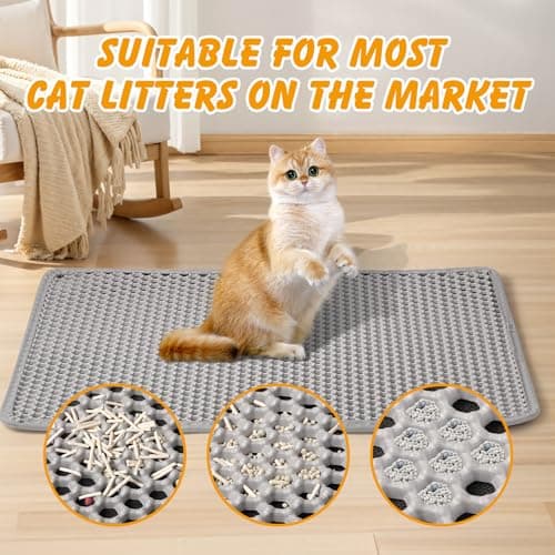 ondware Cat Litter Mat, 30x24 Inch Double Layer Litters Box Mat, Waterproof Cat Mat for Litter Box(Gray) 7