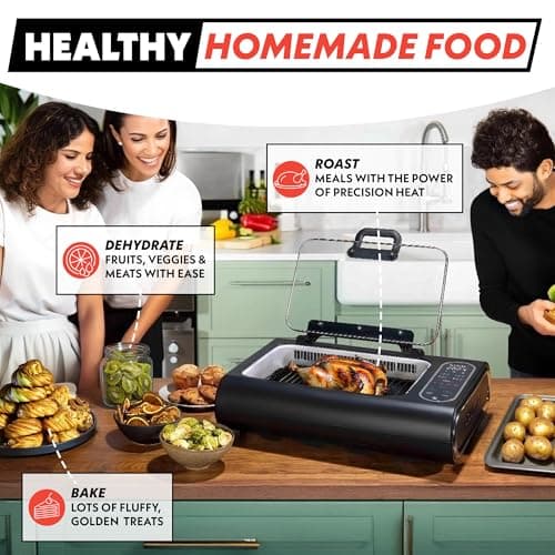 Gourmia Smokeless Indoor Grill - Air Fryer Combo with Smoke Extractor, 5 Cooking Presets, Grill, Air Fry, Roast, Bake, Dehydrate, Countertop Cooker, Glass Lid 7