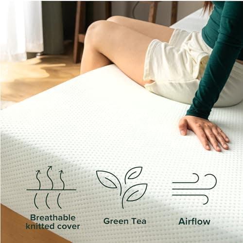 Zinus 6 Inch Twin Green Tea Memory Foam Mattress [New Version], Fiberglass Free, Medium Firm Feel, Zoned Pressure Relief, Certified Safe Foams & Fabric, Mattress in A Box 8