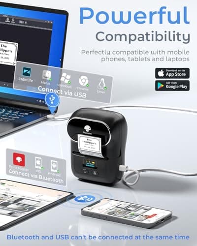 Phomemo M110 Label Makers - Barcode Label Printer Bluetooth Label Maker Portable Thermal Printer for Small Business, Address, Barcode, Logo, Clothing, Mailing, Sticker Printers for Phone & PC, Black 5