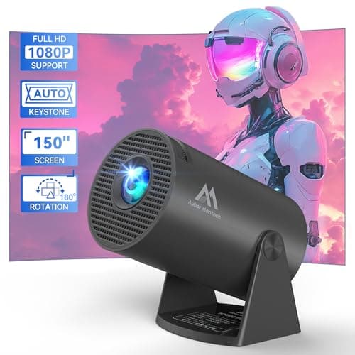 Mini Projector with WiFi and Bluetooth, 150" Portable Projector, 180°Adjustable Stand Smart Projector, 2.4G/5G/6G WiFi with Full HD 1080P, Home Projector Auto Keystone for TV Stick/Laptop/Phone, Gray