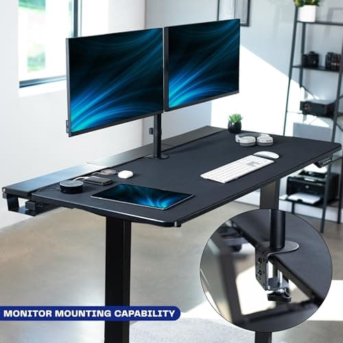 VIVO Electric 60 x 30 inch Standing Desk with Concealed Cable Trays and Full-Size Mouse Pad, Dual Motor Memory Controller Height Adjustment, Black Top Black Frame, DESK-KIT-E2B-P3B 8