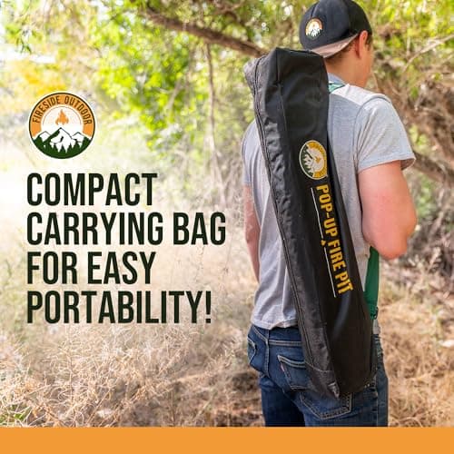 Fireside Outdoor Portable Fire Pit for Camping, Portable Fire Pit Grill for Backyard, Outdoor Firepit with Heat Protect, Camping Firepits, Standing Bonfire Outside for Backyard, 8 lb Weights - 24 inch 6