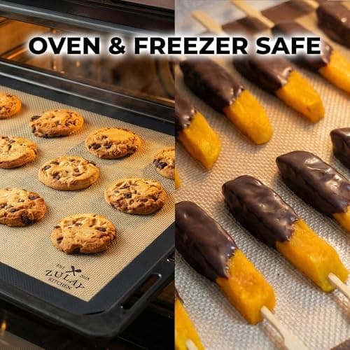 Zulay Kitchen Silicone Baking Mat Set – 2-Pack 16.5″ × 11.6″ Reusable Non-Stick Silicone Baking Sheets, Food-Safe, Heat-Resistant up to 250°F – Perfect for Cookies, Pastries & Oven Use (Dark Gray) 5