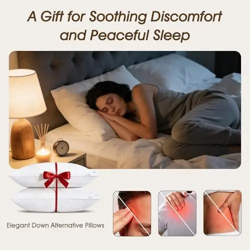 downluxe Down Alternative Pillows King Size Set of 2 - Hotel Collection Soft Bed Pillows for Sleeping, Perfect for Side, Back and Stomach Sleepers, 20 X 36 5