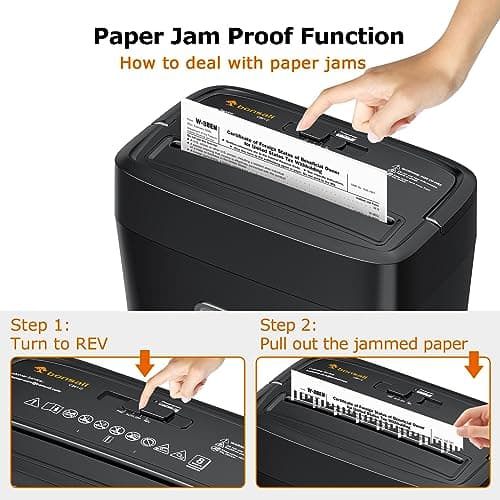 Bonsaii Paper Shredder, 8-Sheet Crosscut Shredder with 4.2 Gallon Bin Shred Credit Card/Mail/Staple/Clip for Home Office, P-4 Security Level (C261-C) 6