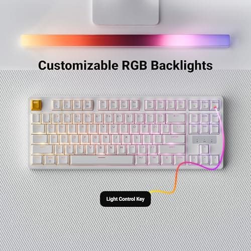 Keychron KJ4 Wireless Mechanical Keyboard - 80% Layout Super Red Switch, QMK RGB Backlit, 2.4G/Bluetooth/USB-C, Cherry PBT Shine-Through Keycaps, 3750mAh Battery, Mac/Win/Linux Compatible - White 7