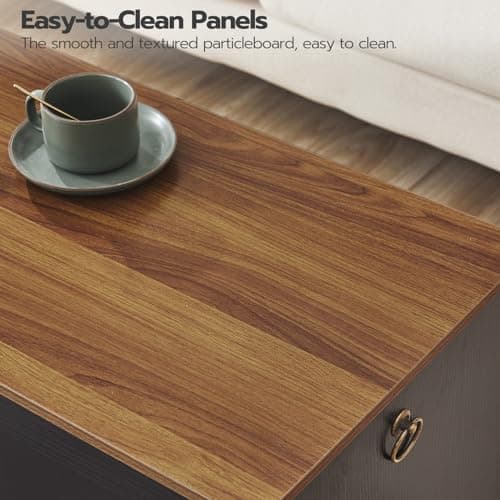 HOOBRO Storage Bench, 39.3" Retro Wooden Storage Chest, Wooden Storage Trunk, Toy Chest with Lift Top, Multifunctional Entryway Organizer, for Entryway, Living Room, Black and Walnut BH141CW01 8